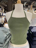 Znbbw Vintage Knitted Slim Camis Women Simple Summer Sexy Backless Cotton Lace-up Crop Top Sweet Cute Sleeveless Y2k Tank Tops