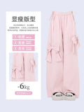 Znbbw Women Oversize Y2k Cargo Pants Baggy Vintage Streetwear Harajuku Pink Bow Pants High Waist Wide Leg Trouser 2000s Trashy Clothes