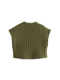 Znbbw TRAF Streetwear Waistcoat With Embroidery Sleeveless Short Cropped Tops Women Basicos Vest Women Button Up Front