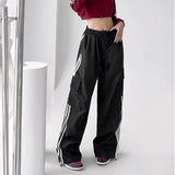 Znbbw Sweatpants Women Hip Hop Streetwear Baggy Wide Leg Cargo Pants Bf Y2K High Waist Drawstring Joggers Trousers