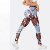 Znbbw Waist Sports Leggings Printed Gym Tights Summer Woman Running Pants Booty Lifting Leggings Tie Dye Push Up Legging