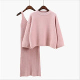 Znbbw Sweater Set Women's Fashion Two-piece Skirt 2024 Spring And Autumn Solid Color Student Pullover