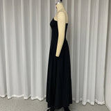 Znbbw Women's Dress Summer Strapless Sleeveless Backless Solid Color Fishbone Tube Top Pleated Long Gown Elegant Party Dresses
