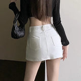 Znbbw Fashion Sexy Mini Skirt Women Korean Letters Embroidery Slim Skirts Y2K High Waist Female Pocket A Line Skirt Summer New