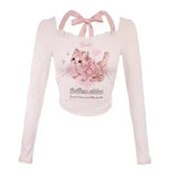 Znbbw Japanese Kawaii 2 Piece Set Women Sweet Party Cat Print Mini Skirt Suit Female Elegant Casual Cute Tops£«Lace Skirt 2024