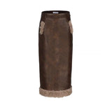 Znbbw Warm Elegant Two Piece Set Women Sweet Korea Casual Skirt Suits Female Cute Hooded Coat + Leather Y2k Skirt Winter 2024