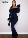 Znbbw Women Long Sleeve Bodycon Streetwear Jumpsuit Overalls One Piece Outfit 2023 Fall Clothing Wholesale Items For Business
