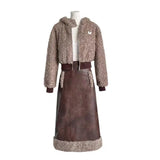 Znbbw Warm Elegant Two Piece Set Women Sweet Korea Casual Skirt Suits Female Cute Hooded Coat + Leather Y2k Skirt Winter 2024