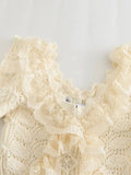 Znbbw TRAF Floral Hollow Out Sleeveless Lace Summer Blouse Women Ladies Basics Tops Female