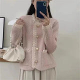 Znbbw Sweater Women's Sweet Lace Splice Knitwear Coat Korean Academy Style Small Fresh Super Immortal Sweater Cardigan