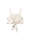 Znbbw TRAF 2023 Woman 2 Pieces Sets Embroidery Bowknot Short Sling Tops + Midi Long Skirts Summer Casual Elegant Slim Sets
