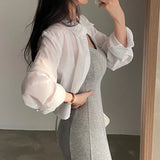 Znbbw Women Shirt Blouse Casual Sun Protection Long Sleeve Top Outerwear Thin Female Chiffon Loose Cardigan