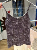 Znbbw Brown Floral Bow Crop Top Women Summer Cotton Sleeveless Hollow Out Vests Clothing American Sweet Slim Tank Tops Y2k