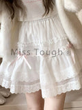 Znbbw Mesh Retro French Sweet Skirt Women Summer New Cute Princess Skirt Female Bow Solid Gauze High Weight Y2k Mini Skirt 2024