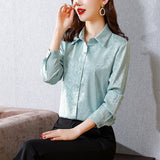 Znbbw Women Shirts And Blouses Fashion Chic Jacquard Blouse Elegant Office Lady OL Soft Draped Satin Shirt Casual Basic Tops Women