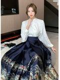 Znbbw Women Spring Autumn Imitation Makeup Horse Face Skirt Chinese Style Chinese High Grade Feeling Slim Commuting Long Skirt D5323