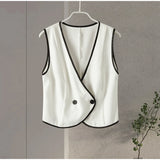 Znbbw Irregular Sleeveless Women Pant Set Fashion V-neck Cross Crop Top High Waist Trouser 2024 Spring Summer Female Streetwear