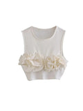 Znbbw TRAF 2023 Summer Women Tank Top Sleeveless Crop Top Ruffle Edge Decoration Short Top y2k Vest