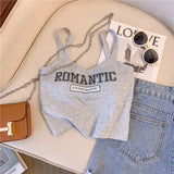 Znbbw Streetwear Women Sexy Camis American Style Casual Letter Print Crop Tops Summer Fashion Female Party Tanks New