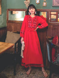 Znbbw Ethnic Style New Embroidery Dress Tassel Lace Cotton and Linen Vestidos Female V-neck Puff Sleeve Midi Dress GK857