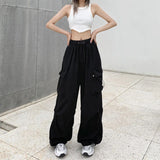 Znbbw Army Green Cargo Pants Sweatpants Streetwear Hip Hop Joggers Drawstring Casual Loose Wide Leg Plus Size Womens Pants