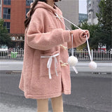 Znbbw Kawaii Wool Coat Women Loose Japanese Sweet Lolita Outwear Jacket Female Korean Style Pockets Warm Hoodies Overcoat 2024