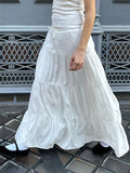 Znbbw Lace-up White Long Skirts Women Summer Cotton Drawstring High Waist A-line Skirt Female Sweet Simple Loose Faldas Y2k