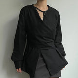 Znbbw Irregular Shirts Blouses Hollow Out Blusas Mujer Criss Tunic Ropa Mujer Spring New Camisas Korean Fashion Shirt Tops