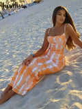 Znbbw Women Summer Party Sleeveless Slim Printed Bodycon Beach Long Dress 2023 Female Clothing Streetwear Wholesale Items