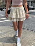 Znbbw Floral Ruffles Mini Skirt Women Balletcore Cute Elastic High Waist Summer A-line Skirts Y2k Harajuku Vintage Chiffon Falda