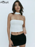 znbbw Summer Sexy White Crop Top Casual Outfit For Women 2023 Sleeveless Halter Corset Top Parts Wear Female Club Tank Top