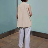 Znbbw Collar Sleeveless Shirts & Blouses Single Breasted Blusas Japanese Loose Camisas Minimalist Ropa Mujer Summer Tops