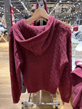 Znbbw Knitted Zip-up Cardigan Sweater Women Streetwear Cotton Pocket Hooded Sweaters Coat Autumn Vintage Sweet Slim Crop Top Y2k