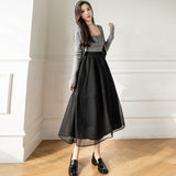 Znbbw Women Skirts Princess Mesh Stitching 2 Layers Pleated Skirt Spring Summer Casual Chic A-Line Skirts Faldas Mujer Moda Jupe 2023