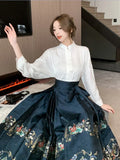 Znbbw Women Spring Autumn 2024 New Weaving Gold Imitation Makeup Chinese Style New Chinese High Grade Horse Face Skirt D5321