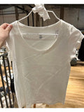 Znbbw White Cotton Slim T-shirts Casual Summer Round Neck Cute Short Sleeve Tees Femme Harajuku Solid Basic T Shirt Tops 2024