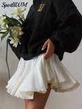 Znbbw Summer White Ruffles High Waist Mini Skirt Women Casual Pleated Fluffy A-line Skirts Elegant Fashion Lady Party Streetwear