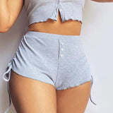 Znbbw Women's Sexy High Waist Sports Home Pants Casual Sexy Solid Color Button Side Drawstring Shorts High Waist Sexy Shorts 2024
