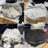 Znbbw Solid Drawstring Sports Shorts Summer Cotton Elastic High Waist Casual Sweatpants Women Y2k Streetwear Split Short Pants