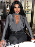 Znbbw Women Fashion Long Sleeve Bodycon Streetwear T Shirt Tops Bodysuit 2023 Fall Clothing Wholesale Items For Business
