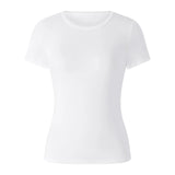 Znbbw Basic Short Sleeve Crop Tops T-shirts for Women Summer Solid Slim Fit Basic Round Neck Cropped Tops Tees Pullover Shirts