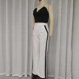 Znbbw 2 Piece Set Women's Clothes Summer Sexy Strapless Sleeveless Solid Nipped Waist Short Top Loose Pants Set Streetwear