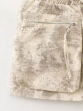 Znbbw TRAF Spring Fashion Print Women Cargo Skirts Drawstring Elastic High Waist Zipper Pockets Female Mini Skirt