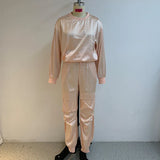 Znbbw Sets For Women 2 Pieces Autumn Fashion Casual Solid Round Neck Long Sleeves Pullovers Pants Sets With Pockets Streetwear