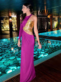 Znbbw Shoulder Long Sleeve Long Dress Women Fashion High Waist Backless Maxi Bodycon Dresses 2023 Female Evening Party Dresses