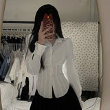 Znbbw White Shirts Women Streetwear Tunic Long Sleeve Crop Tops Students Jk Preppy Korean Fashion Basic Slim All Match Blouses New