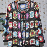 Znbbw crochet sweater jacket 2024 spring and autumn fashion women's loose ethnic style cardigan jacket casual sweater