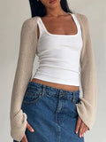 Znbbw Women y2k Crop Shrug Sweaters Fashion Solid Color Long Sleeve Knit Cardigan Open Front Jacket for Dress Streetwear