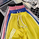 Znbbw Striped Sweatpants Women Y2K High Waist Loose Streetwear Korean Jogging Trousers Bf Fashion All-Match Wide Leg Pants