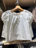 Znbbw White Ruffle Cotton T-Shirts Women Summer Button Round Neck Cute Puff Sleeve Tees Casual Simple Solid Sweet Crop Top Y2k